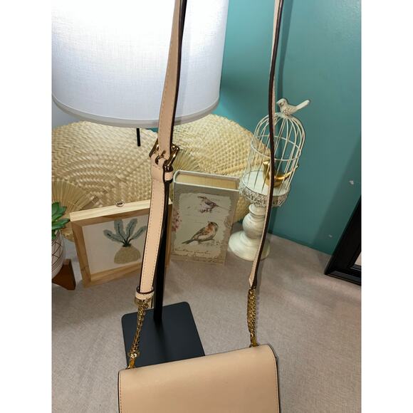 Michael Kors Cream Nude Tone Crossbody Bag Purse with Gold Chain Hardware - Picture 11 of 12